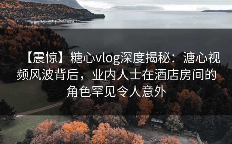 【震惊】糖心vlog深度揭秘：溏心视频风波背后，业内人士在酒店房间的角色罕见令人意外