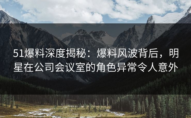 51爆料深度揭秘：爆料风波背后，明星在公司会议室的角色异常令人意外