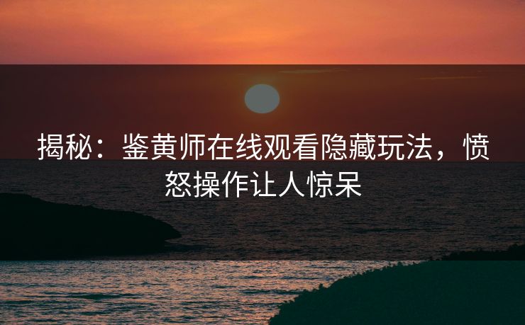 揭秘：鉴黄师在线观看隐藏玩法，愤怒操作让人惊呆