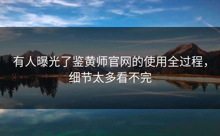 有人曝光了鉴黄师官网的使用全过程，细节太多看不完