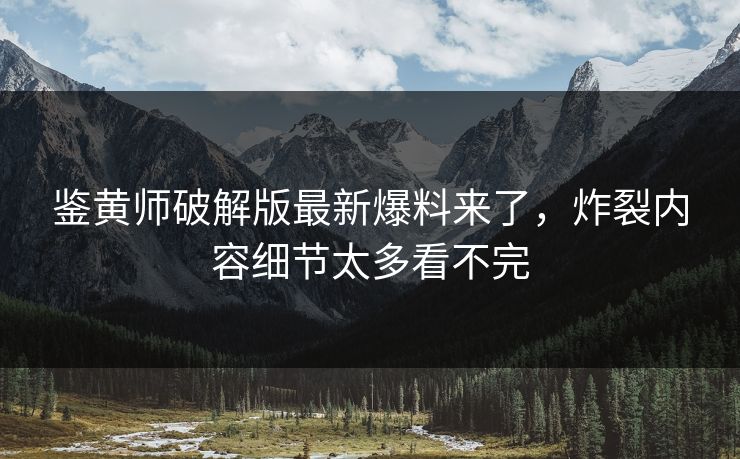 鉴黄师破解版最新爆料来了，炸裂内容细节太多看不完