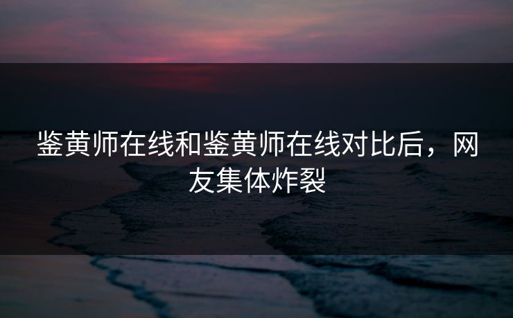 鉴黄师在线和鉴黄师在线对比后，网友集体炸裂