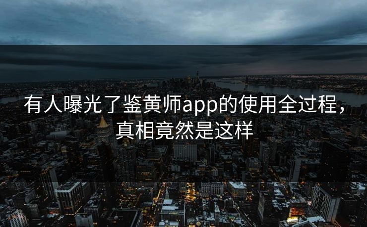 有人曝光了鉴黄师app的使用全过程，真相竟然是这样