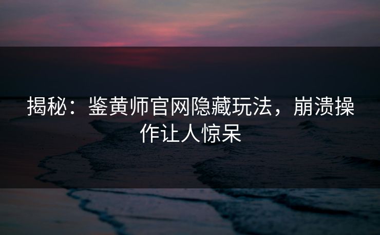 揭秘：鉴黄师官网隐藏玩法，崩溃操作让人惊呆