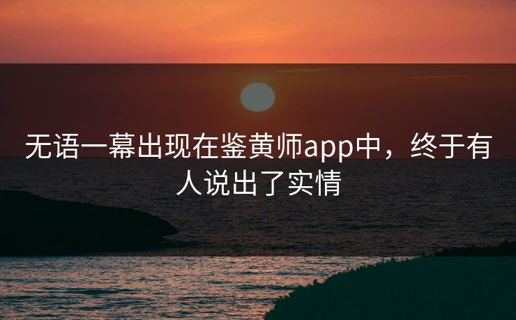 无语一幕出现在鉴黄师app中，终于有人说出了实情