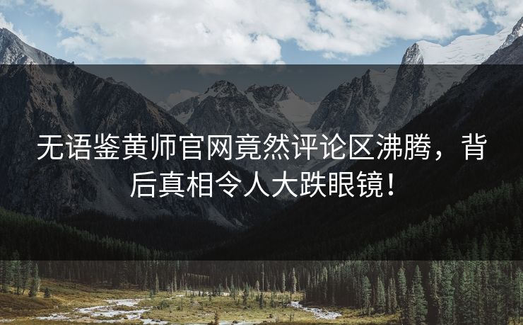 无语鉴黄师官网竟然评论区沸腾，背后真相令人大跌眼镜！