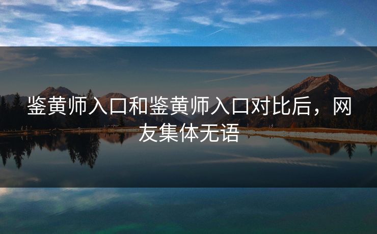鉴黄师入口和鉴黄师入口对比后，网友集体无语