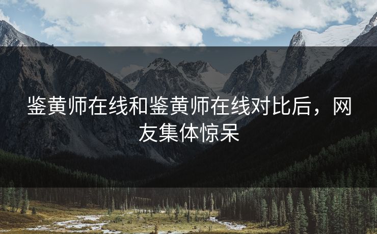 鉴黄师在线和鉴黄师在线对比后，网友集体惊呆