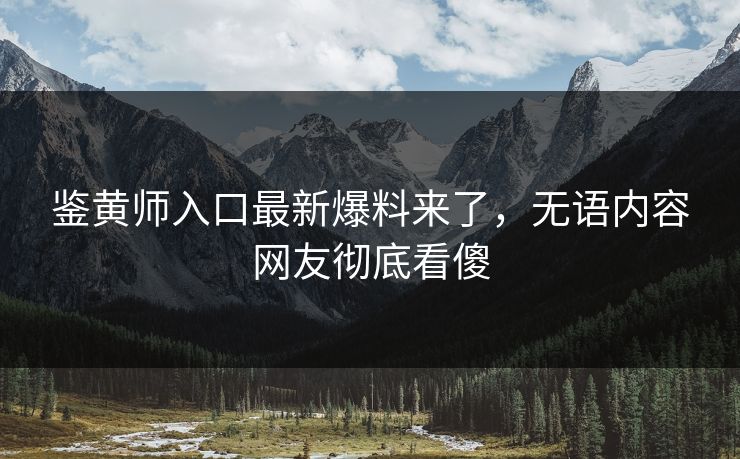 鉴黄师入口最新爆料来了，无语内容网友彻底看傻