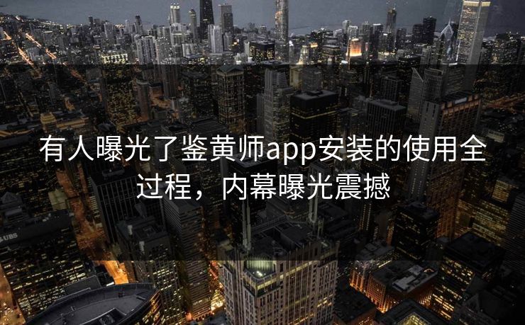 有人曝光了鉴黄师app安装的使用全过程，内幕曝光震撼