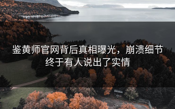 鉴黄师官网背后真相曝光，崩溃细节终于有人说出了实情