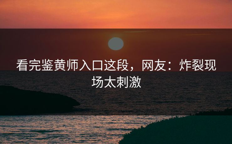 看完鉴黄师入口这段，网友：炸裂现场太刺激