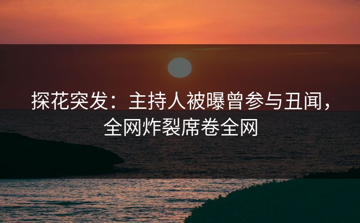 探花突发：主持人被曝曾参与丑闻，全网炸裂席卷全网