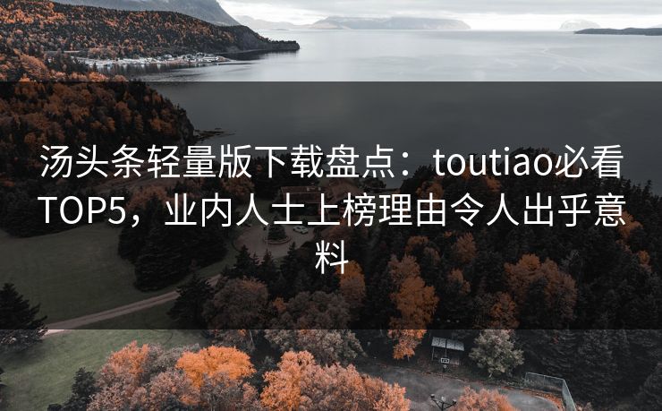 汤头条轻量版下载盘点：toutiao必看TOP5，业内人士上榜理由令人出乎意料
