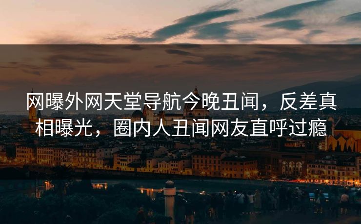 网曝外网天堂导航今晚丑闻，反差真相曝光，圈内人丑闻网友直呼过瘾