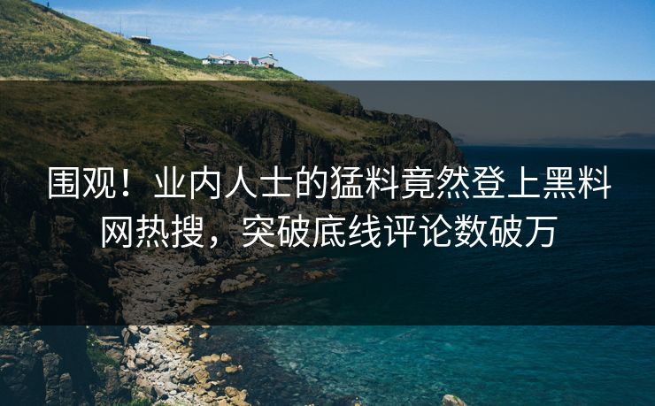 围观！业内人士的猛料竟然登上黑料网热搜，突破底线评论数破万