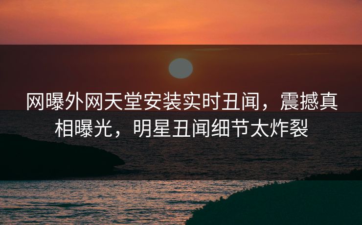 网曝外网天堂安装实时丑闻，震撼真相曝光，明星丑闻细节太炸裂