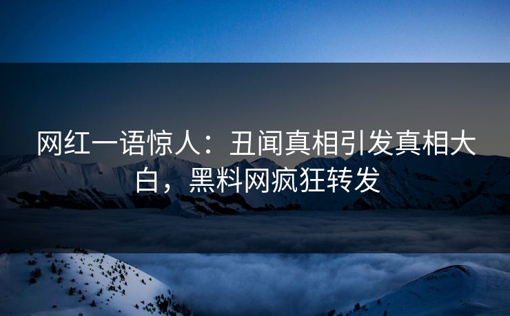 网红一语惊人：丑闻真相引发真相大白，黑料网疯狂转发