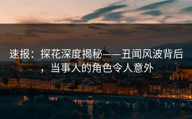 速报：探花深度揭秘——丑闻风波背后，当事人的角色令人意外