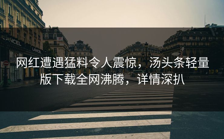 网红遭遇猛料令人震惊，汤头条轻量版下载全网沸腾，详情深扒