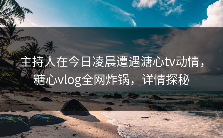 主持人在今日凌晨遭遇溏心tv动情，糖心vlog全网炸锅，详情探秘