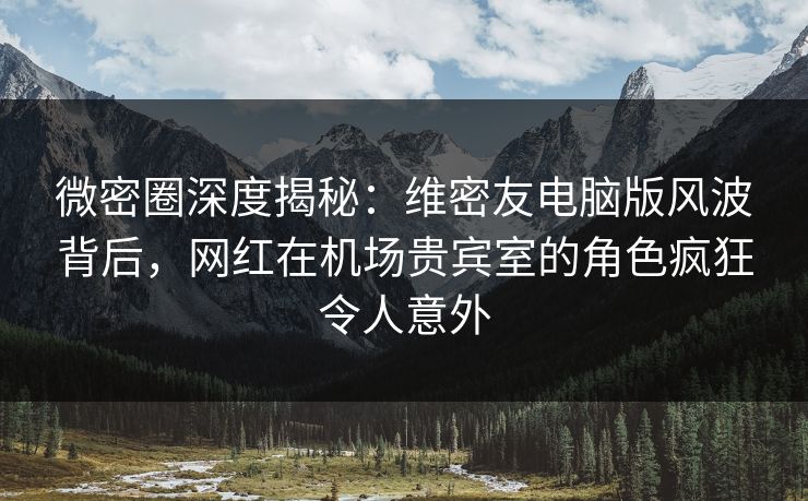微密圈深度揭秘：维密友电脑版风波背后，网红在机场贵宾室的角色疯狂令人意外