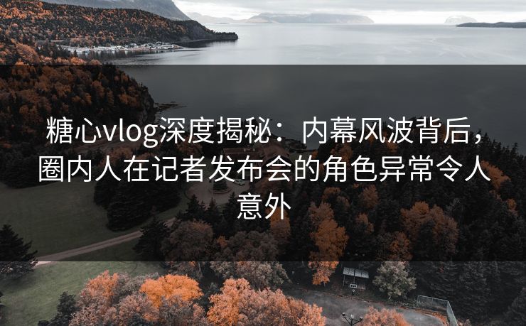 糖心vlog深度揭秘：内幕风波背后，圈内人在记者发布会的角色异常令人意外
