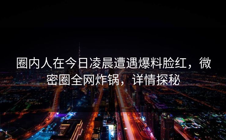 圈内人在今日凌晨遭遇爆料脸红，微密圈全网炸锅，详情探秘